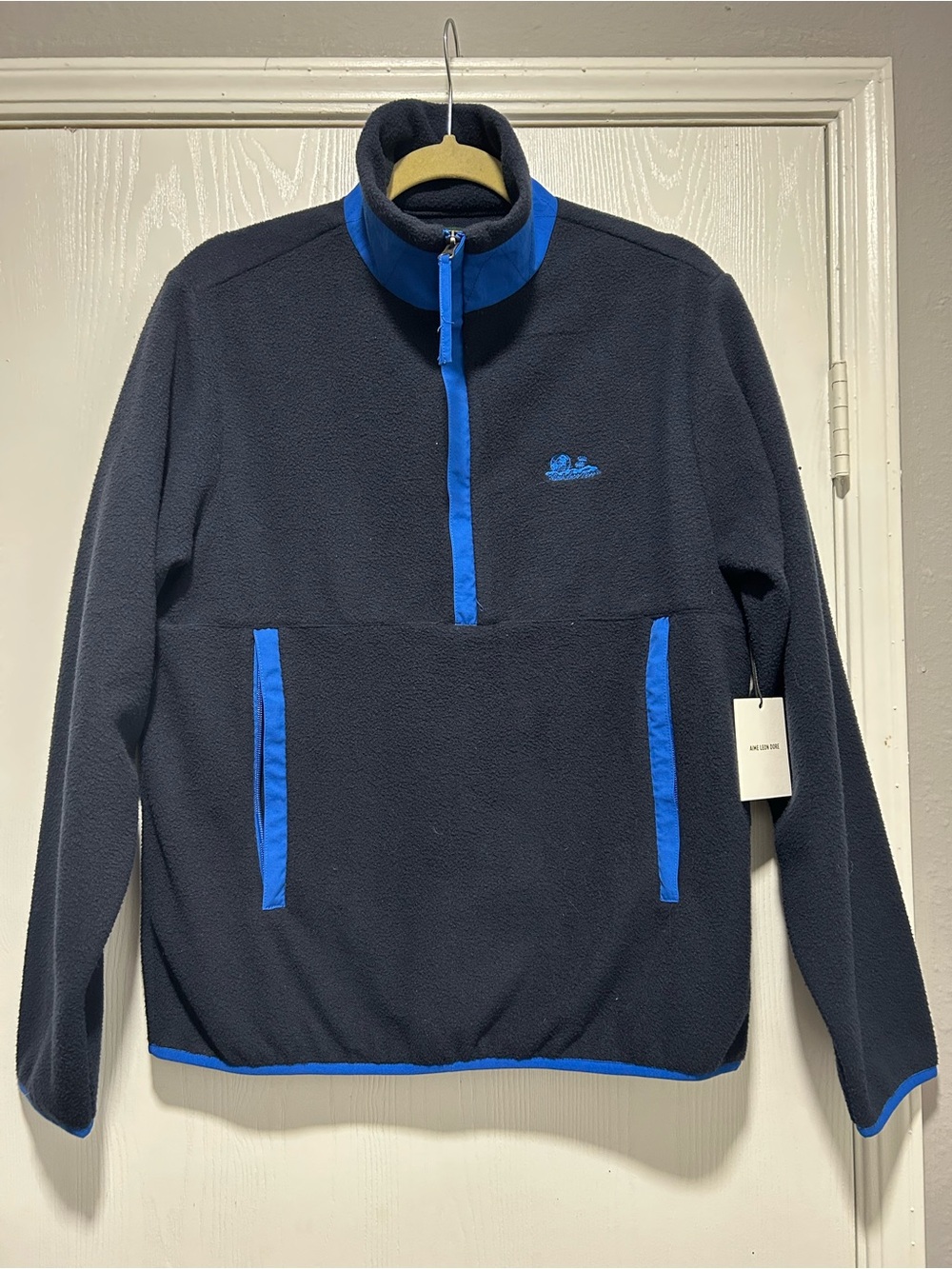 NWT Aime Leon Dore Unisphere Quarter-Zip Fleece Blue Pullover Size Small Unisex